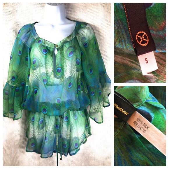 Vix Other - VIX Paula Hermanny Silk Peacock Feather Cover-Up